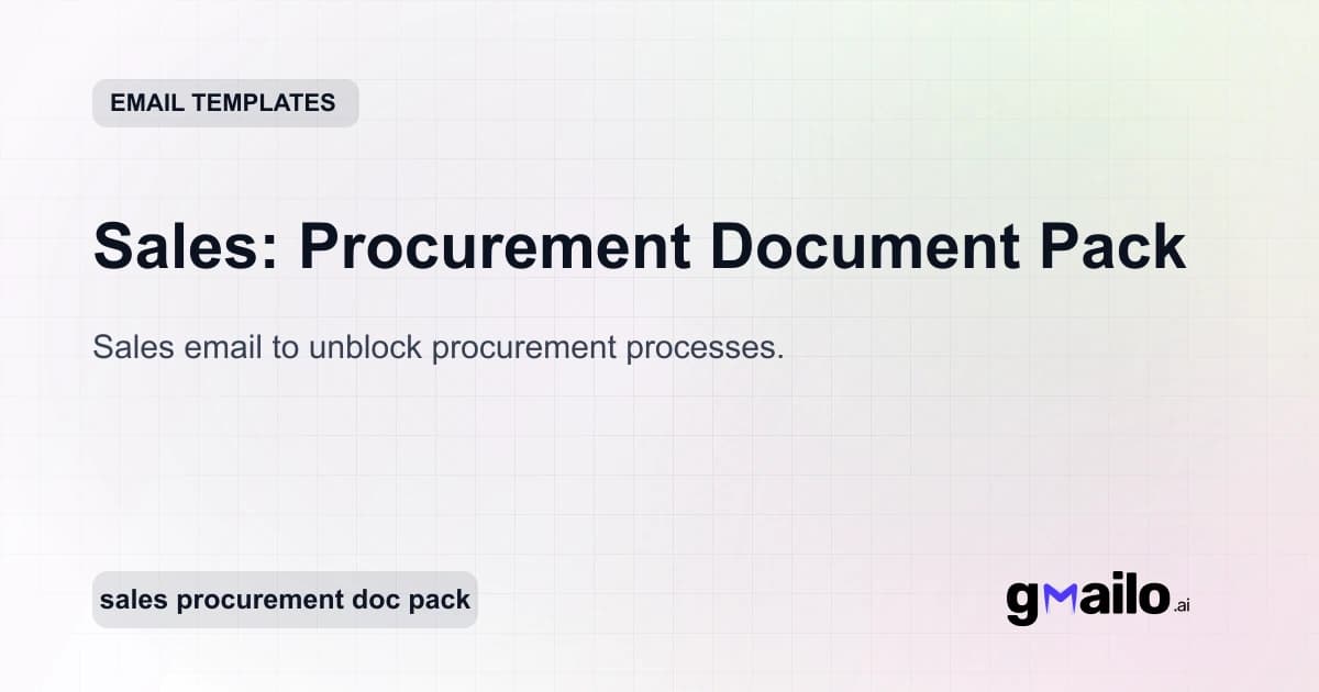 Sales: Procurement Document Pack email template thumbnail