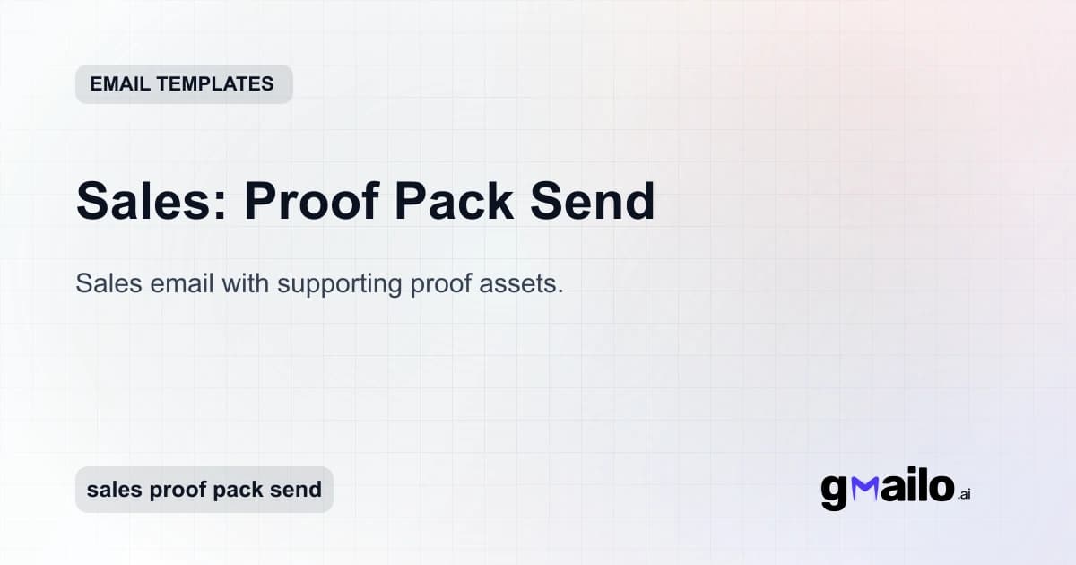 Sales: Proof Pack Send email template thumbnail
