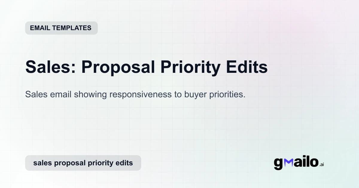 Sales: Proposal Priority Edits email template thumbnail
