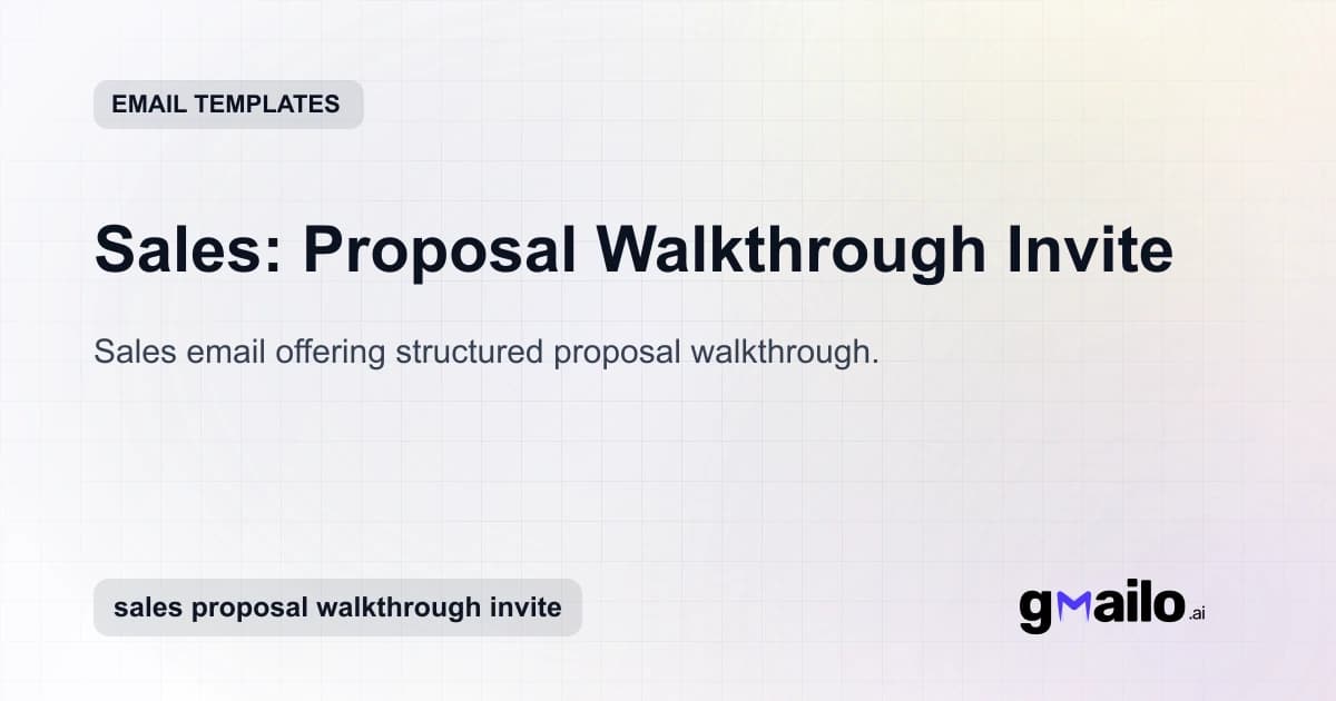 Sales: Proposal Walkthrough Invite email template thumbnail