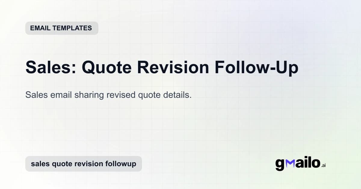 Sales: Quote Revision Follow-Up email template thumbnail