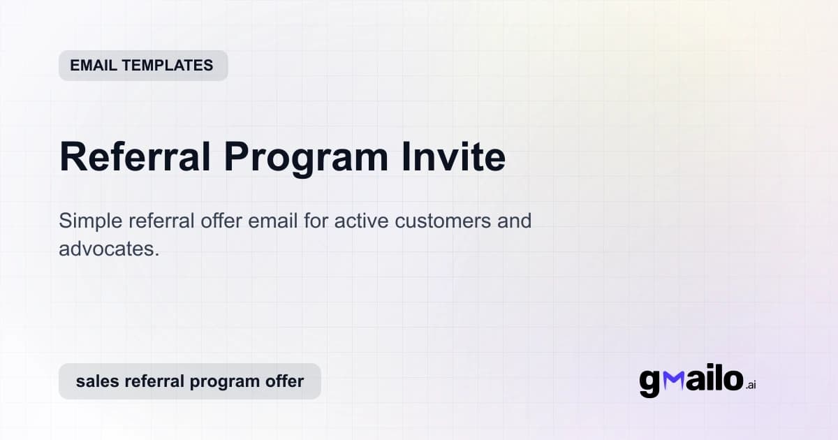 Referral Program Invite email template thumbnail
