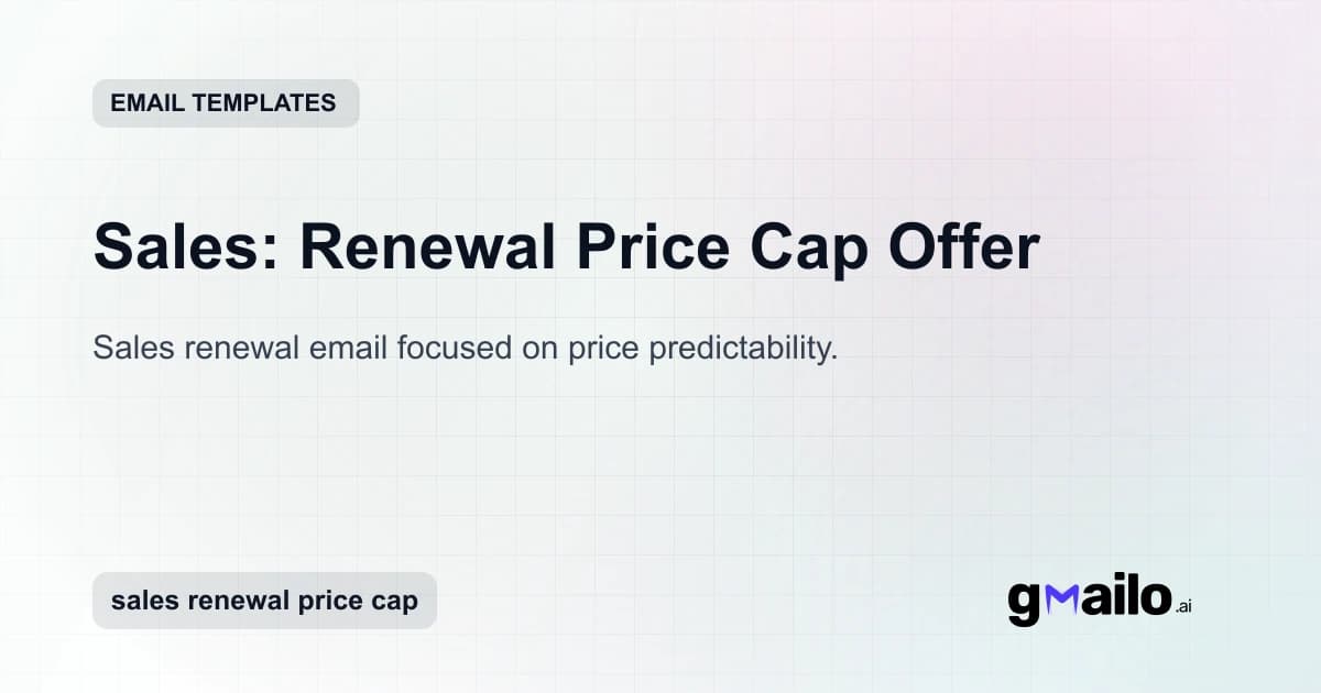 Sales: Renewal Price Cap Offer email template thumbnail