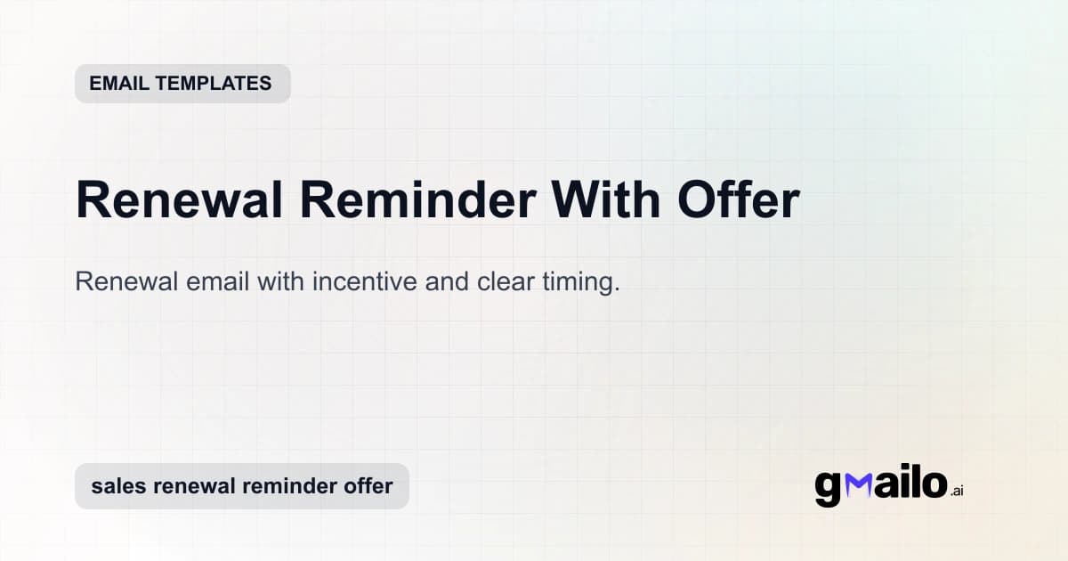 Renewal Reminder With Offer email template thumbnail