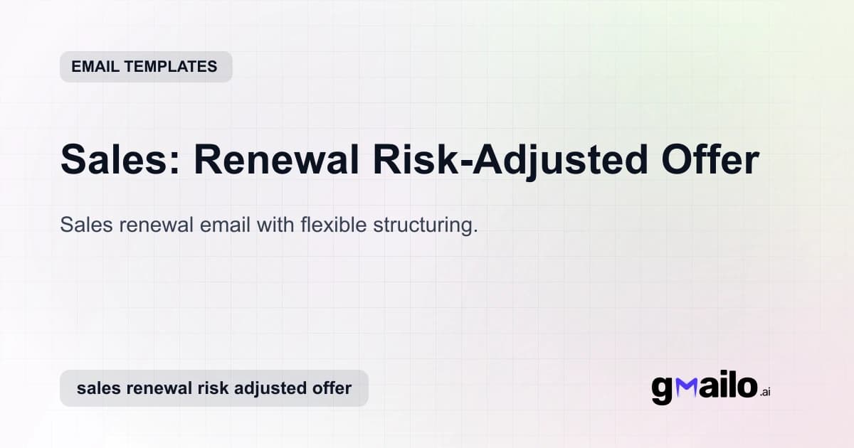 Sales: Renewal Risk-Adjusted Offer email template thumbnail