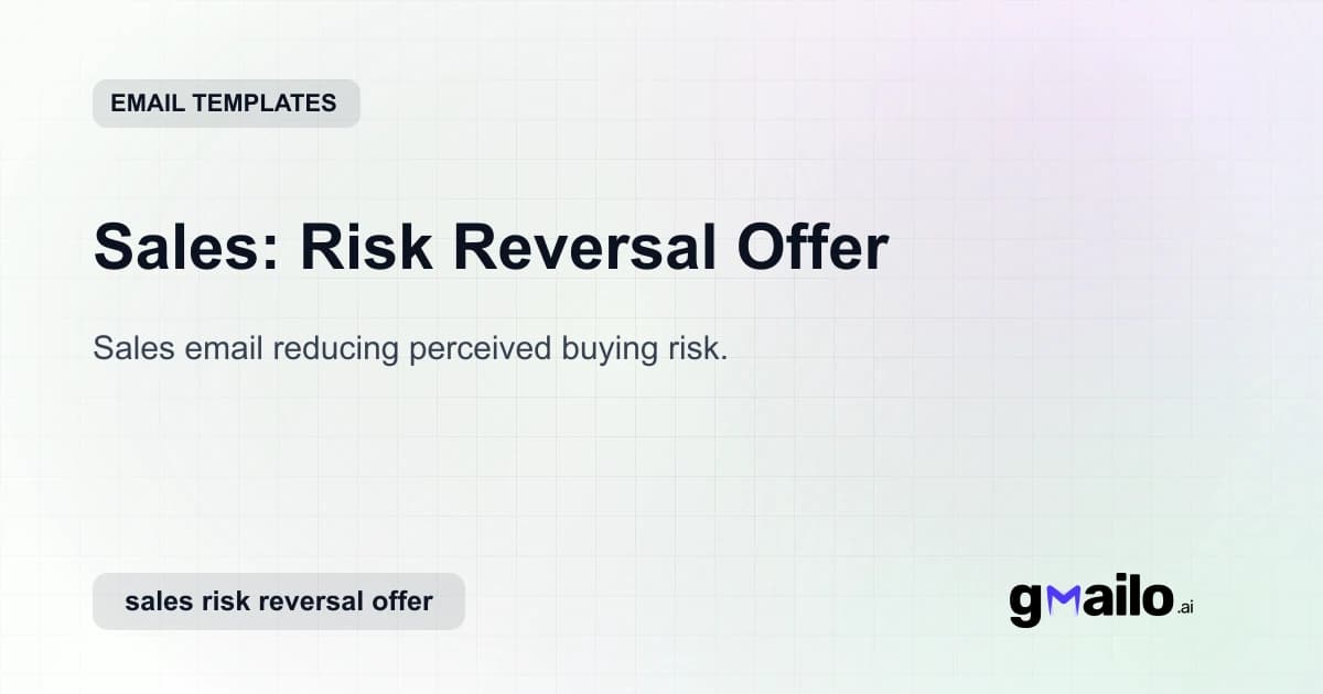 Sales: Risk Reversal Offer email template thumbnail
