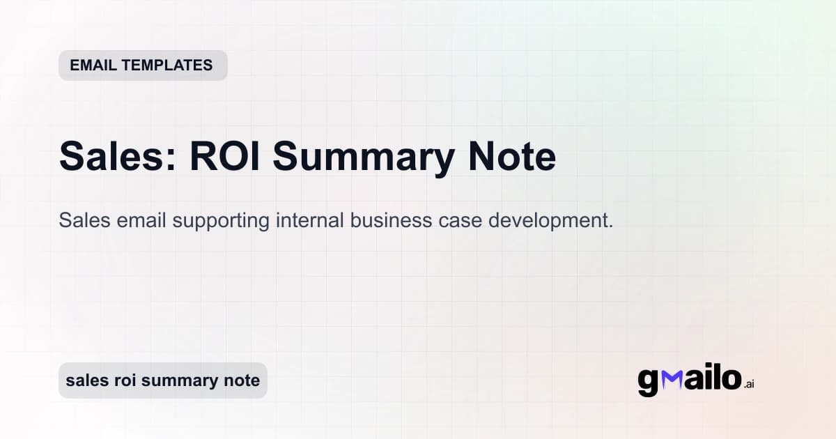 Sales: ROI Summary Note email template thumbnail