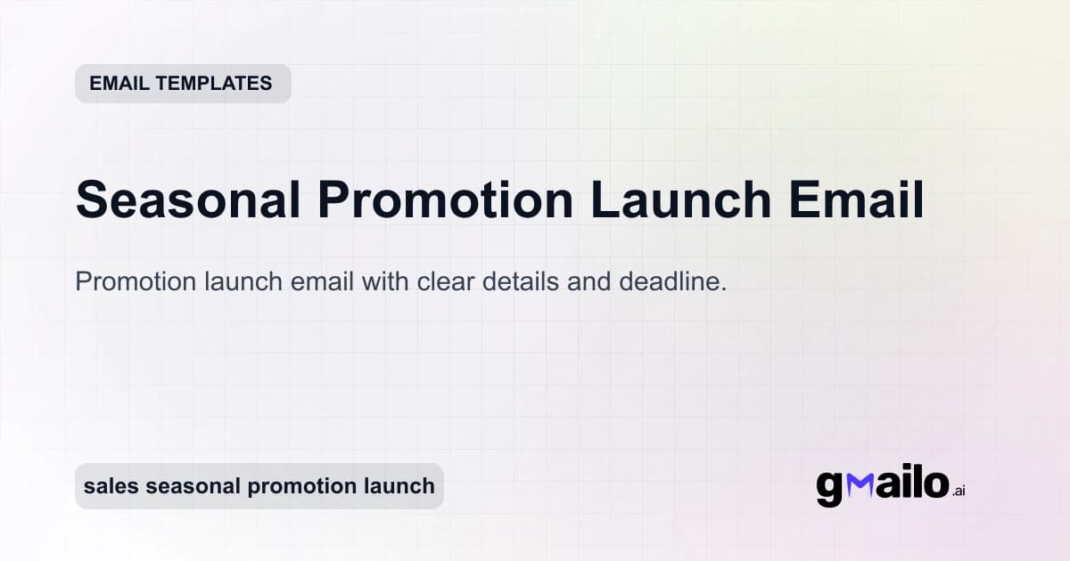Seasonal Promotion Launch Email email template thumbnail