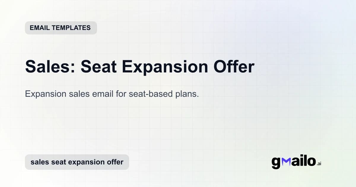 Sales: Seat Expansion Offer email template thumbnail
