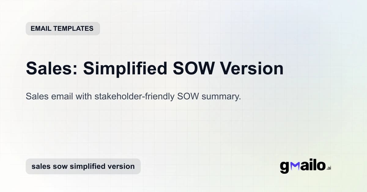 Sales: Simplified SOW Version email template thumbnail