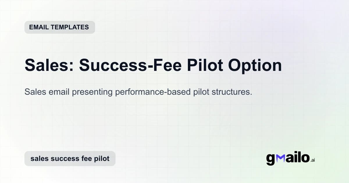 Sales: Success-Fee Pilot Option email template thumbnail