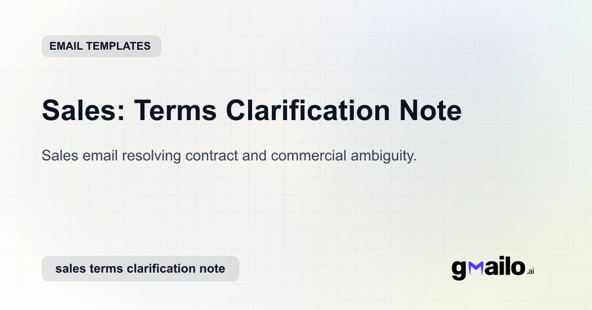 Sales: Terms Clarification Note email template thumbnail