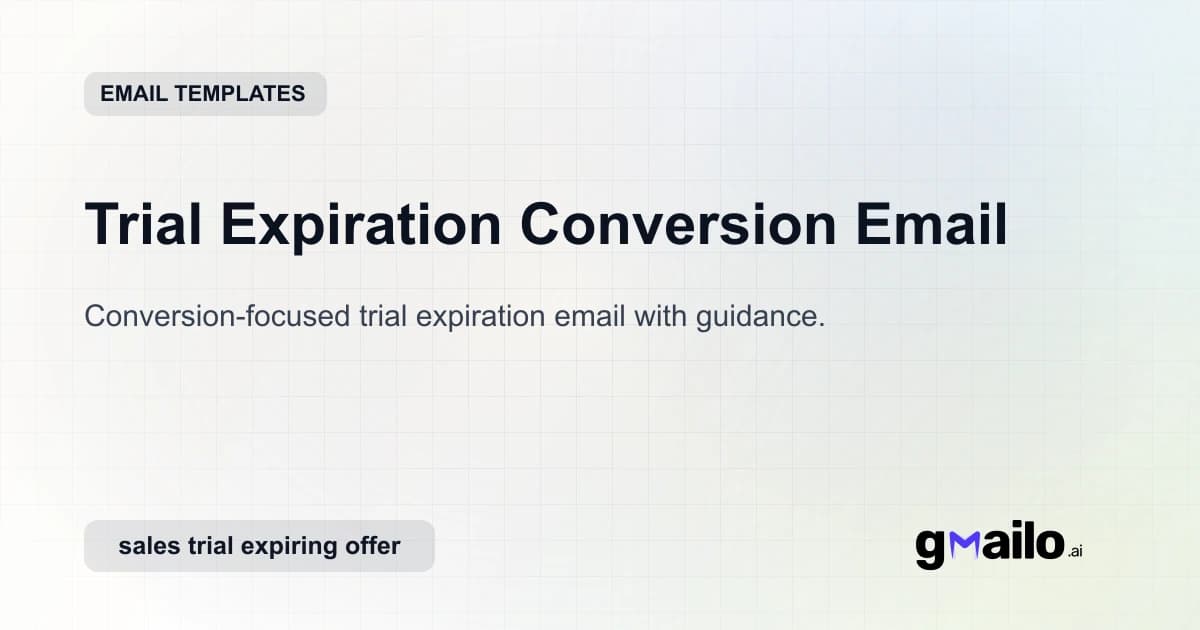 Trial Expiration Conversion Email email template thumbnail