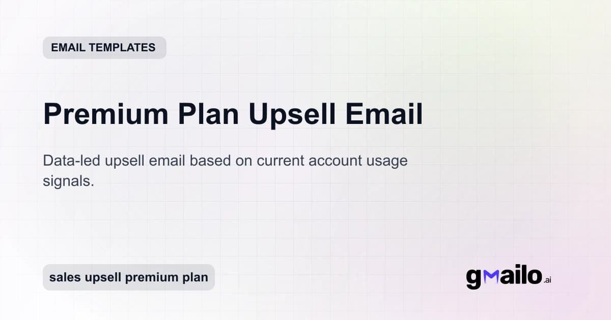Premium Plan Upsell Email email template thumbnail