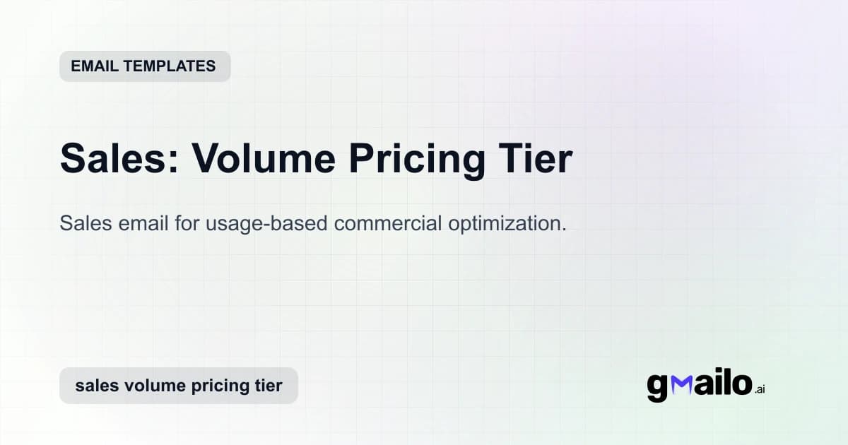 Sales: Volume Pricing Tier email template thumbnail