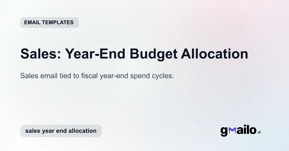 Sales: Year-End Budget Allocation email template thumbnail