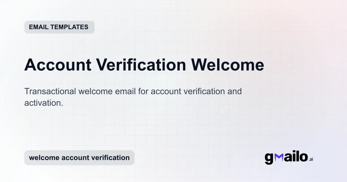 Account Verification Welcome email template thumbnail