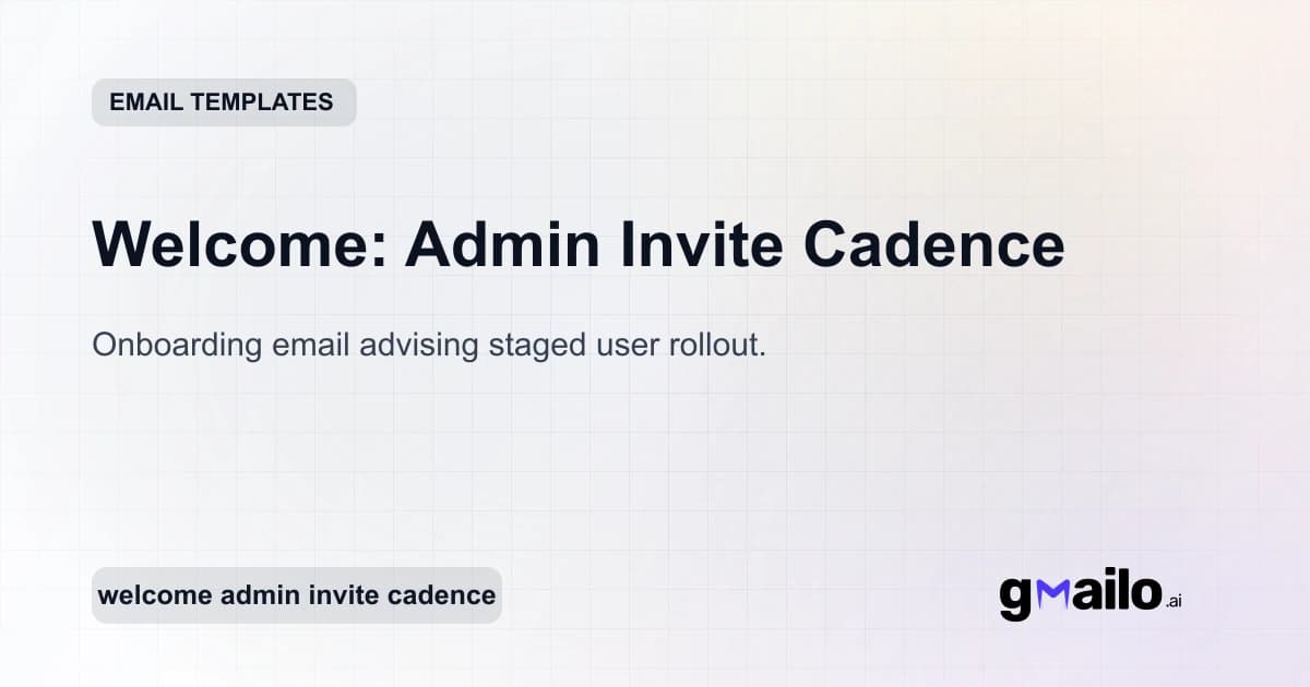 Welcome: Admin Invite Cadence email template thumbnail