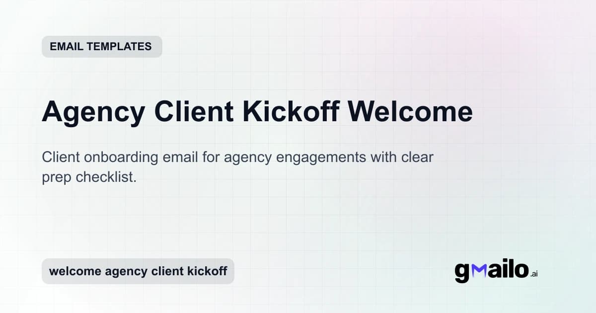 Agency Client Kickoff Welcome email template thumbnail