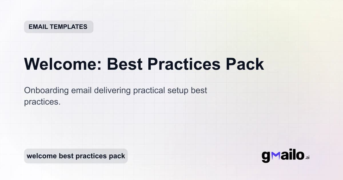 Welcome: Best Practices Pack email template thumbnail