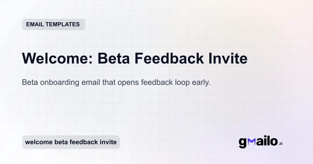 Welcome: Beta Feedback Invite email template thumbnail