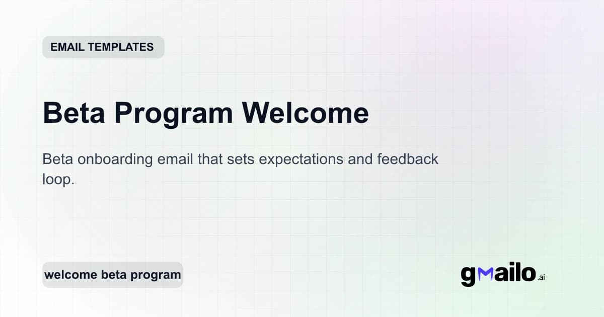 Beta Program Welcome email template thumbnail