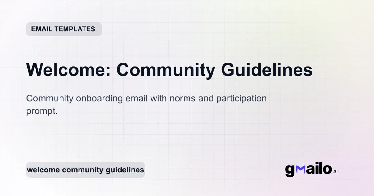 Welcome: Community Guidelines email template thumbnail