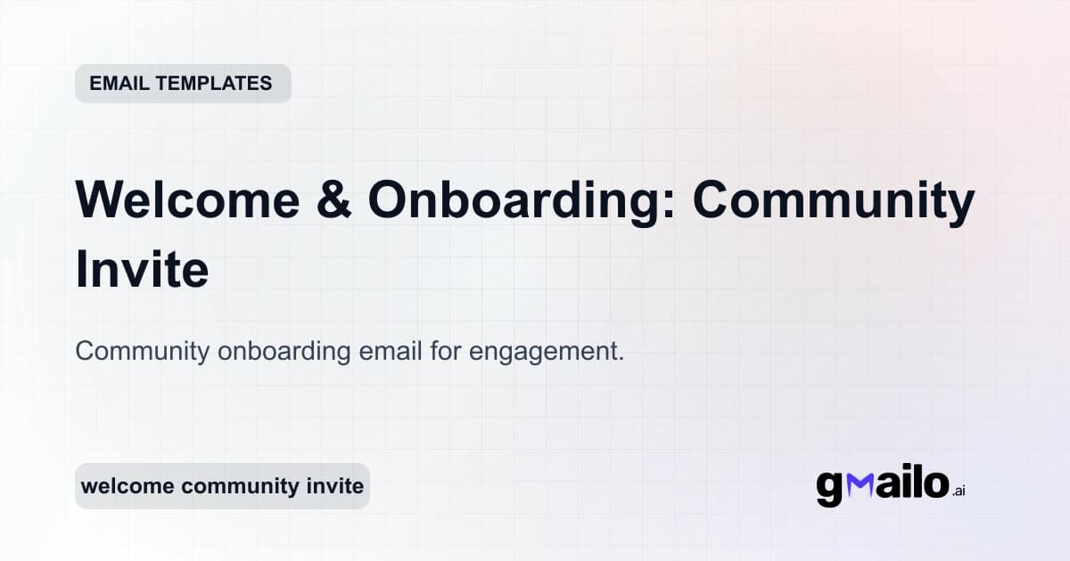Welcome & Onboarding: Community Invite email template thumbnail