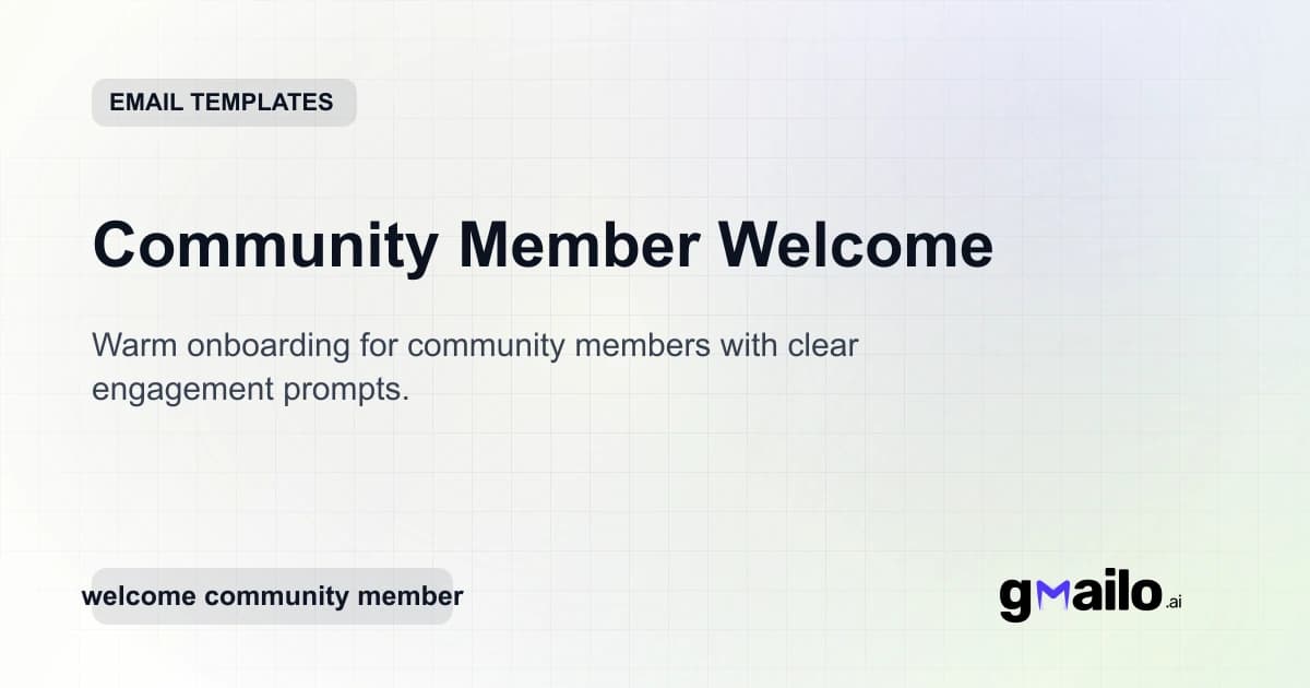Community Member Welcome email template thumbnail