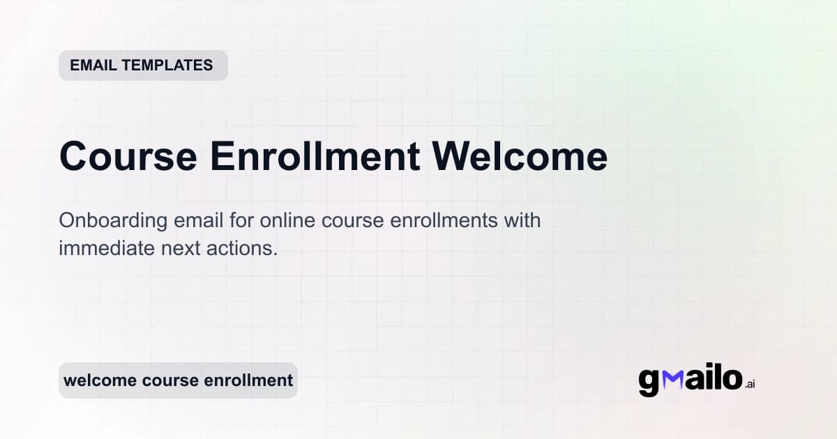 Course Enrollment Welcome email template thumbnail