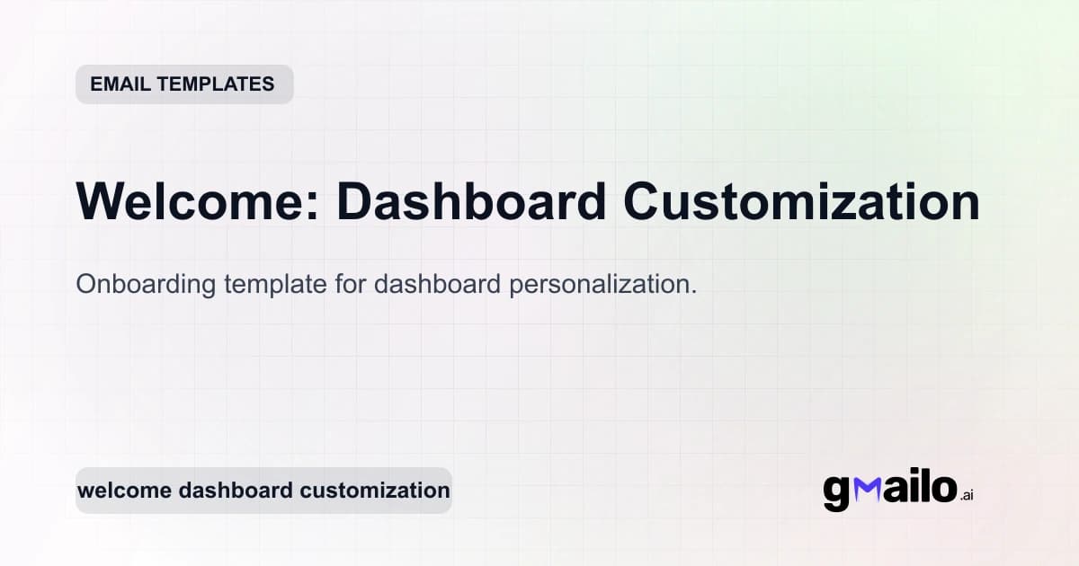 Welcome: Dashboard Customization email template thumbnail