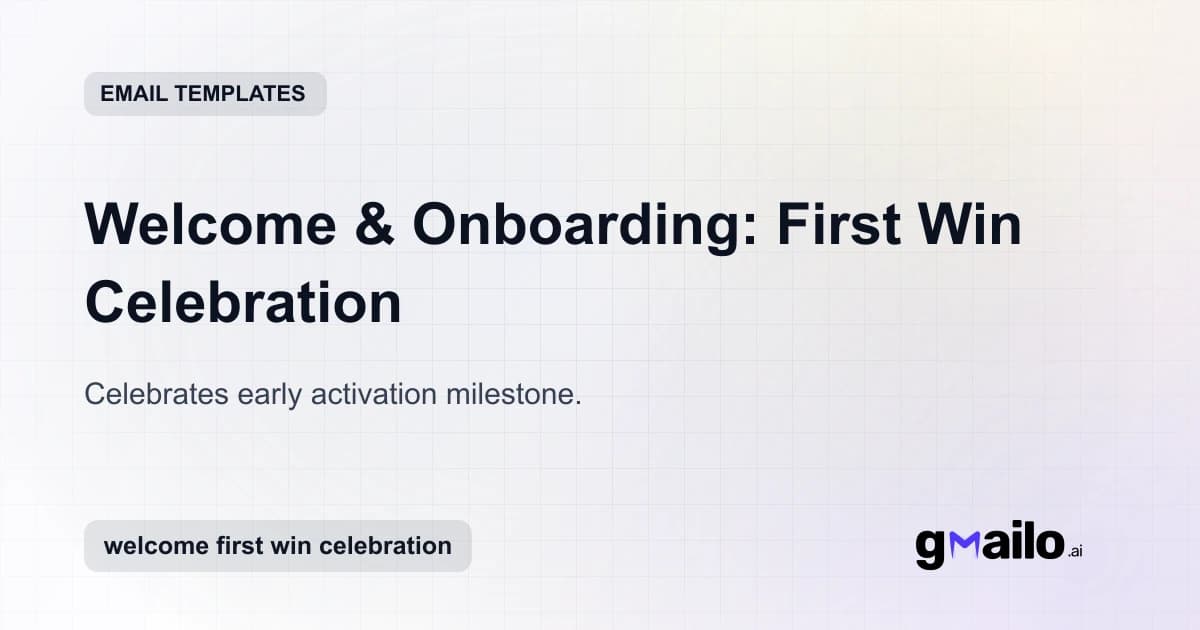 Welcome & Onboarding: First Win Celebration email template thumbnail