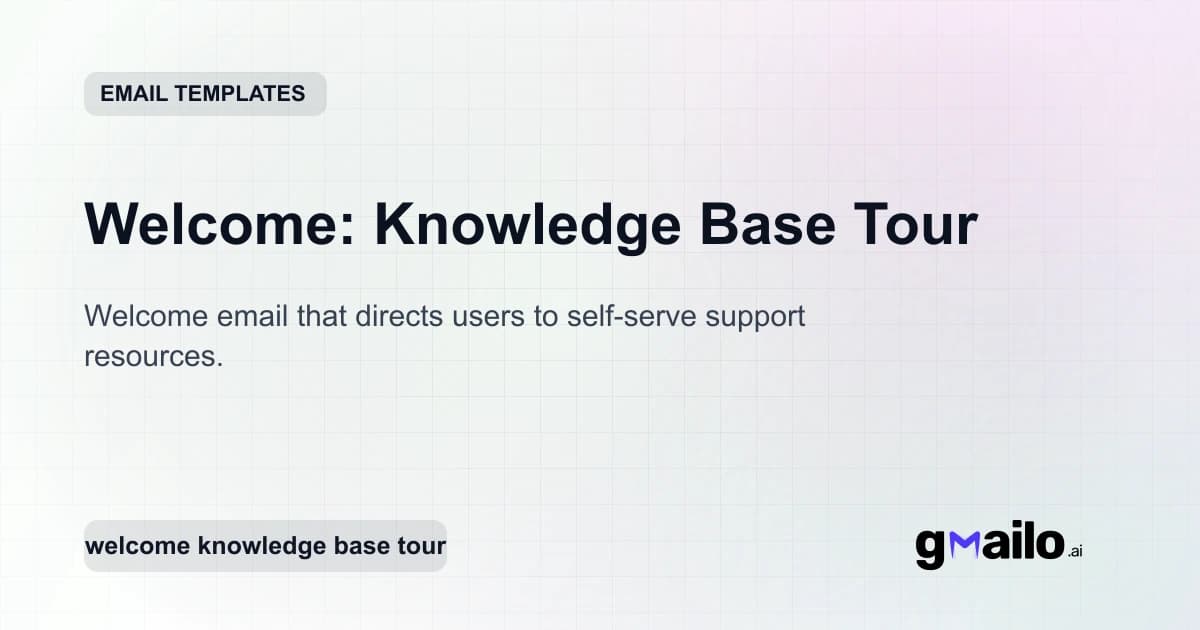 Welcome: Knowledge Base Tour email template thumbnail