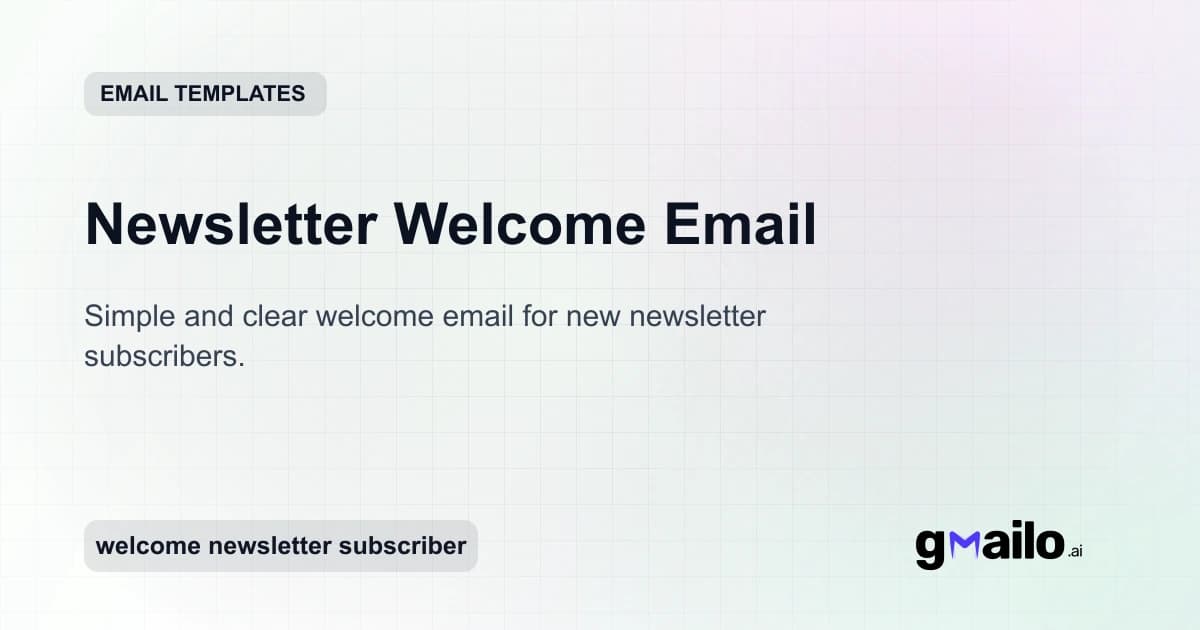 Newsletter Welcome Email email template thumbnail
