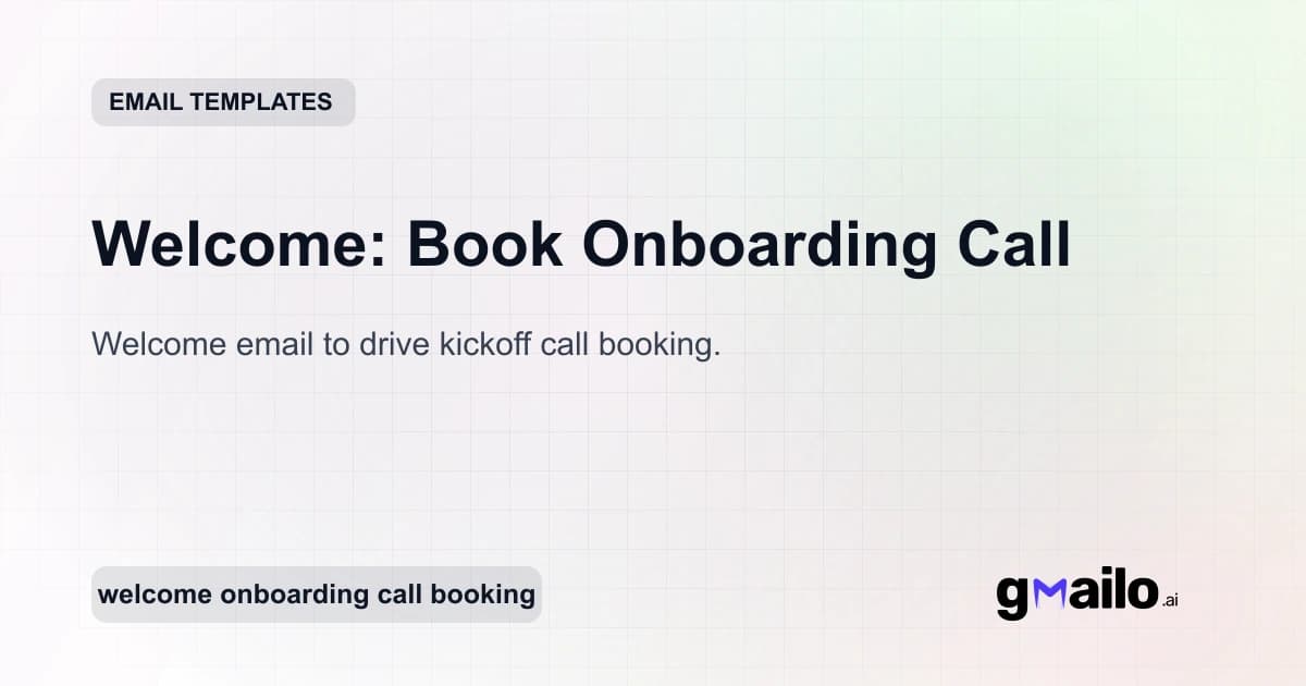 Welcome: Book Onboarding Call email template thumbnail