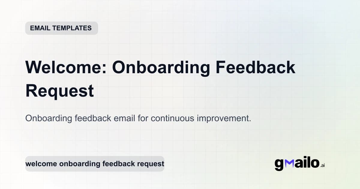 Welcome: Onboarding Feedback Request email template thumbnail