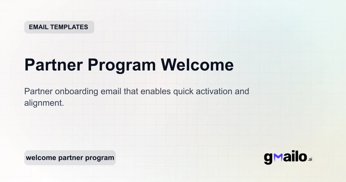 Partner Program Welcome email template thumbnail