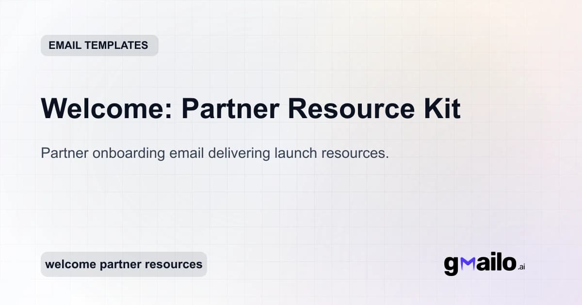 Welcome: Partner Resource Kit email template thumbnail