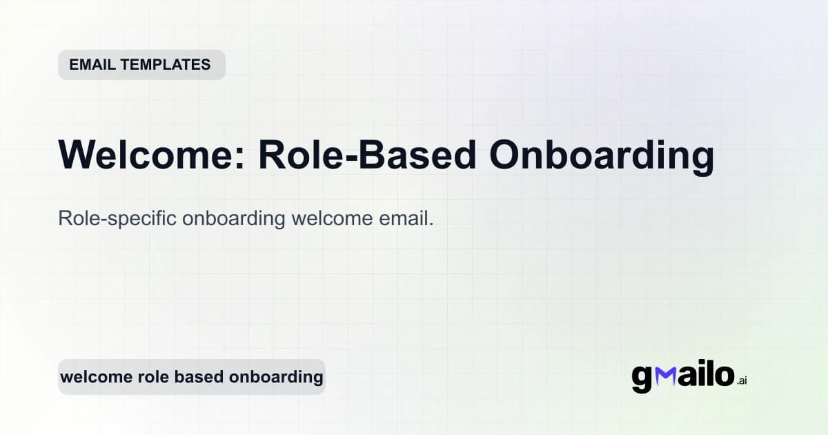 Welcome: Role-Based Onboarding email template thumbnail