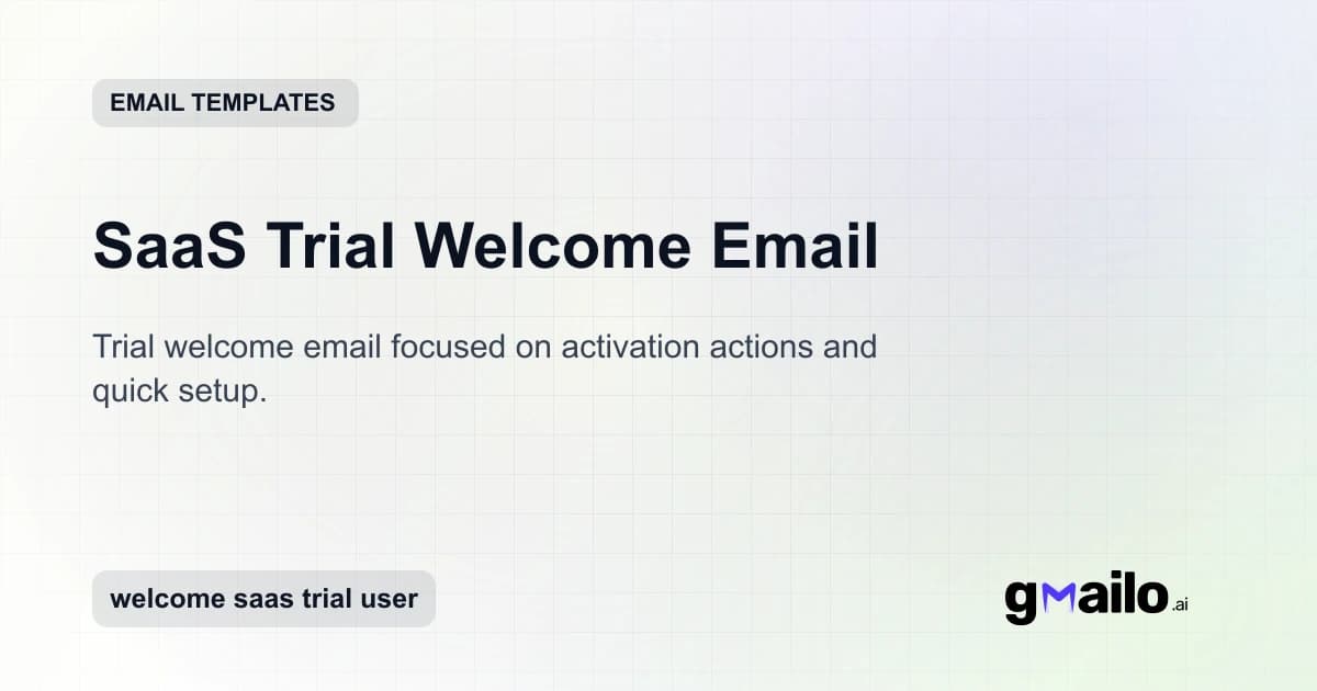 SaaS Trial Welcome Email email template thumbnail