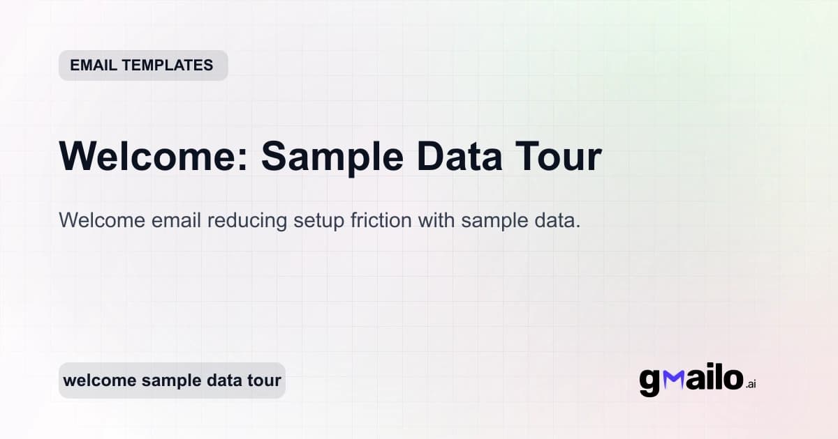 Welcome: Sample Data Tour email template thumbnail