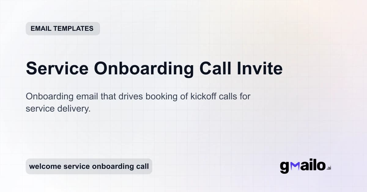 Service Onboarding Call Invite email template thumbnail