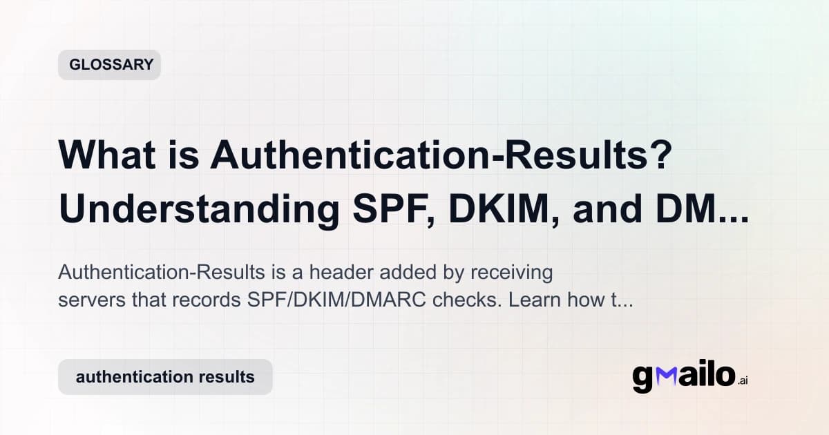 What is Authentication-Results? Understanding SPF, DKIM, and DMARC Outcomes glossary thumbnail