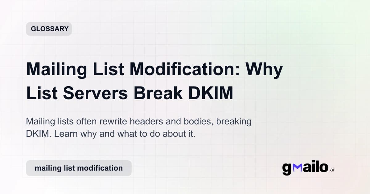 Mailing List Modification: Why List Servers Break DKIM glossary thumbnail
