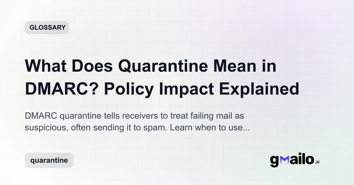 What Does Quarantine Mean in DMARC? Policy Impact Explained glossary thumbnail
