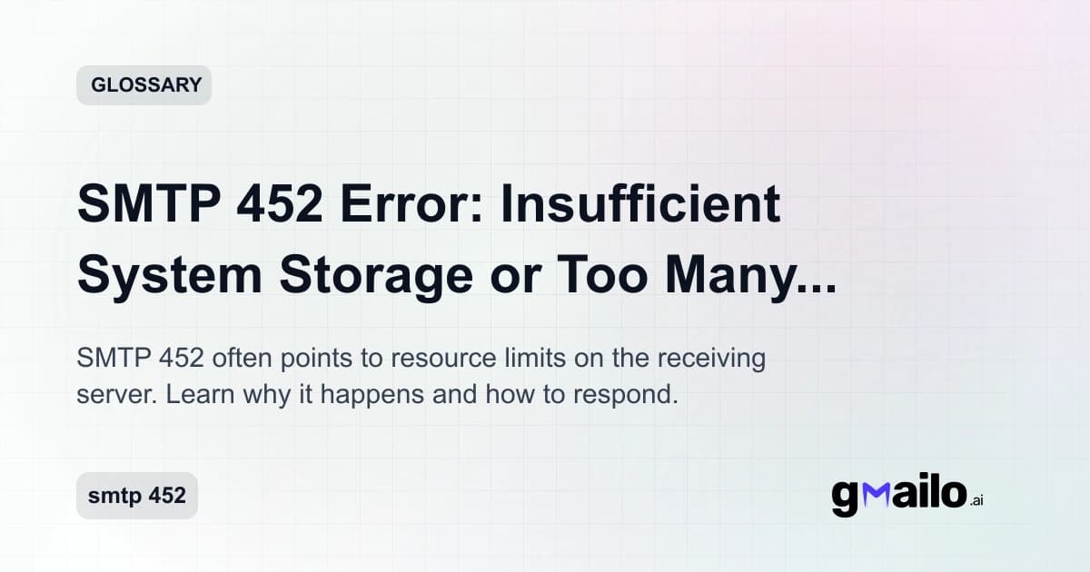 SMTP 452 Error: Insufficient System Storage or Too Many Recipients glossary thumbnail