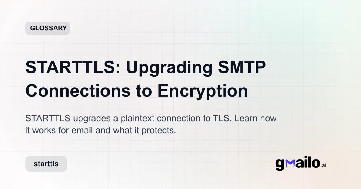 STARTTLS: Upgrading SMTP Connections to Encryption glossary thumbnail