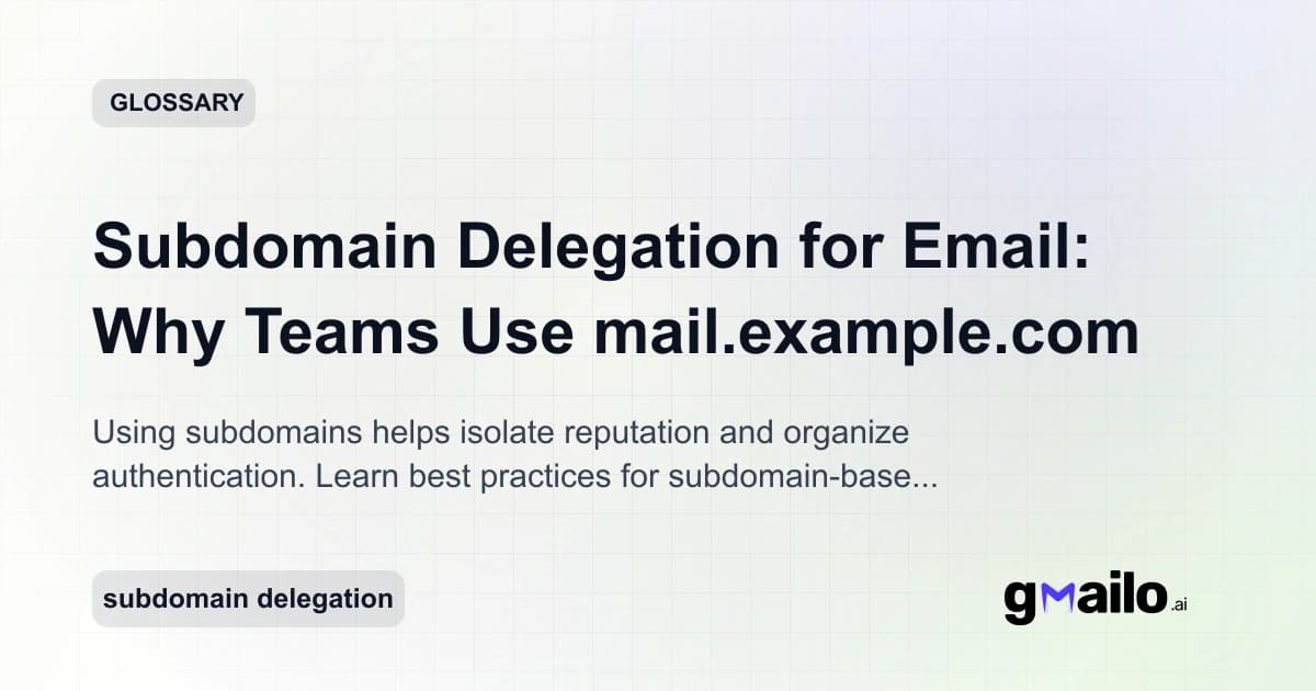 Subdomain Delegation for Email: Why Teams Use mail.example.com glossary thumbnail