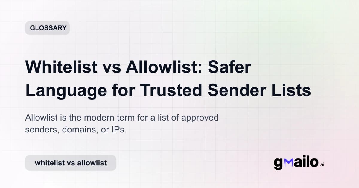 Whitelist vs Allowlist: Safer Language for Trusted Sender Lists glossary thumbnail