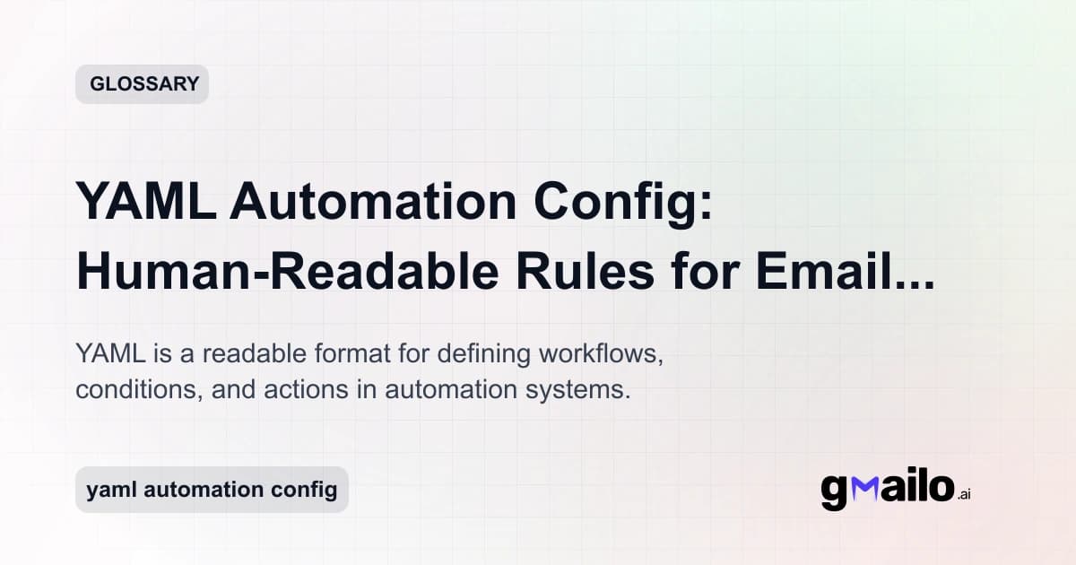 YAML Automation Config: Human-Readable Rules for Email Workflows glossary thumbnail